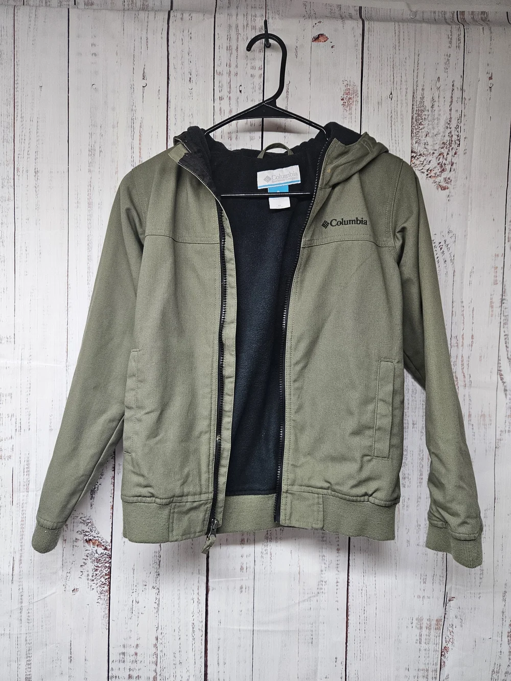 Columbia Kids Olive Hooded Jacket Size Medium